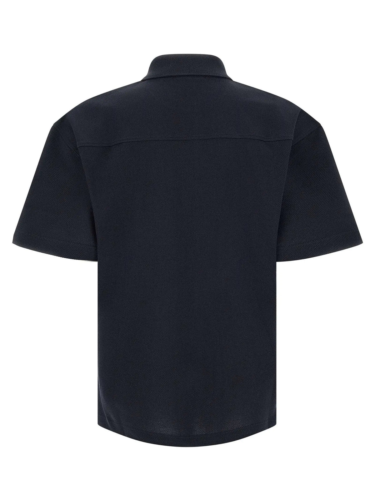 Chemise noire à manches courtes saint laurent en coton avec tissage subtil pour un style élégant