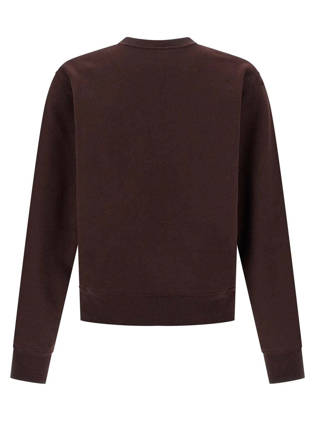 Sweatshirt saint laurent bordeaux en coton brun foncé avec col rond et poignets et ourlet côtelés