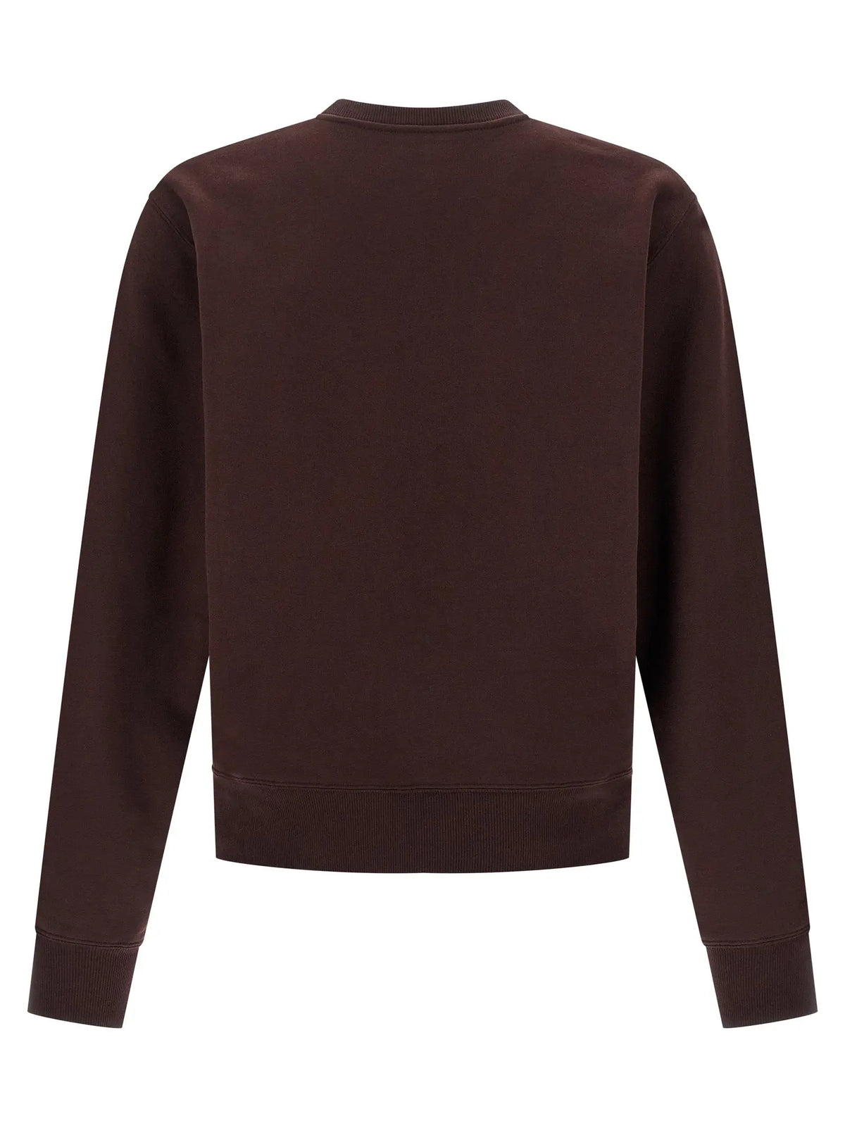 Sweatshirt saint laurent bordeaux en coton brun foncé avec col rond et poignets et ourlet côtelés