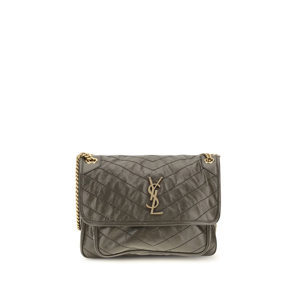 Sac à main Saint Laurent Bos Taurus en cuir bicolore pour épaule, élégance et style sophistiqué.
