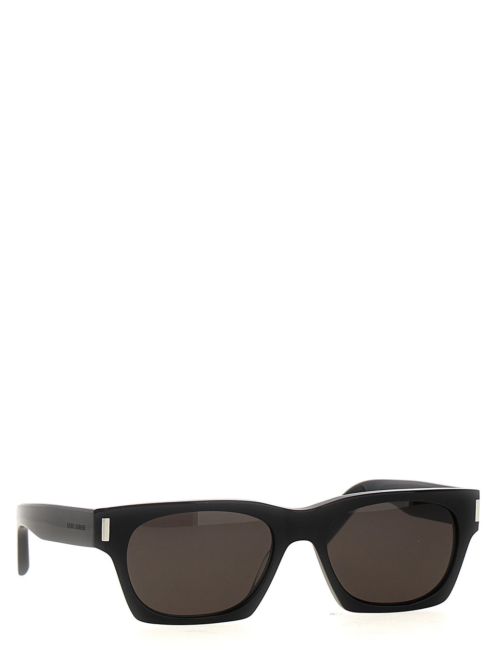 Lunettes de soleil noires en acétate de la marque Saint Laurent, style élégant avec monture épaisse et forme tendance.