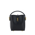 Sac à bandoulière en cuir de veau noir Saint Laurent Bos Taurus, avec détails élégants et finition sophistiquée.