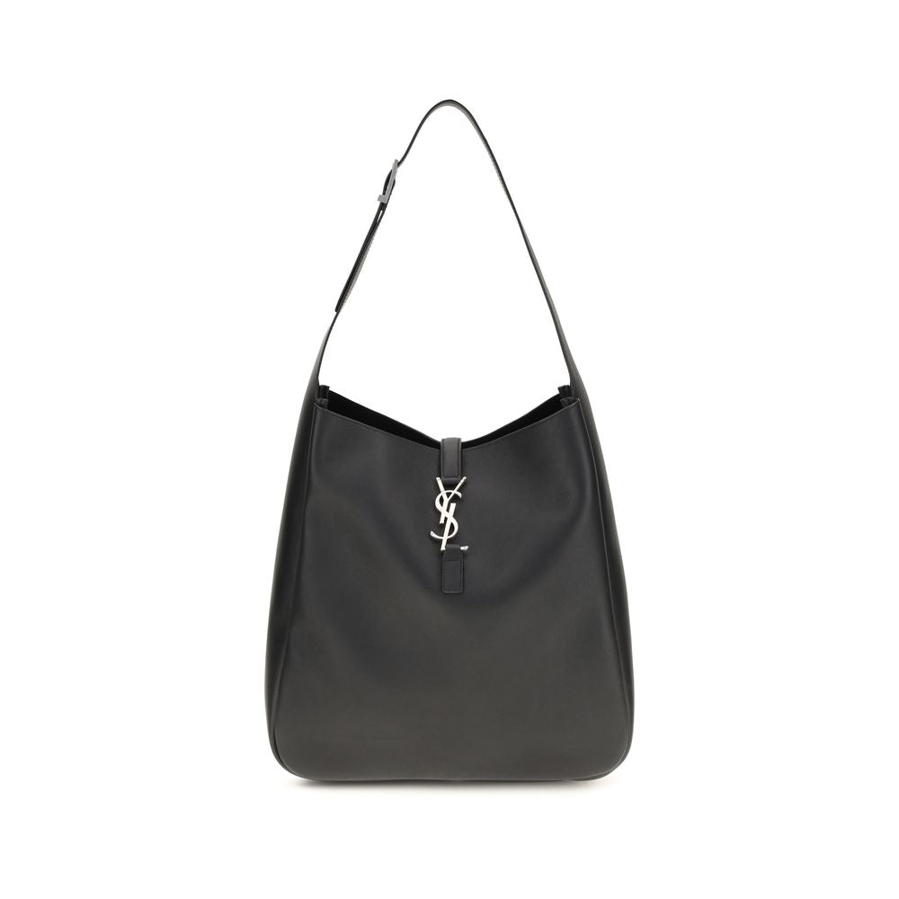 Sac à bandoulière en cuir de veau noir Saint Laurent Bos Taurus, élégant et sophistiqué pour femmes.