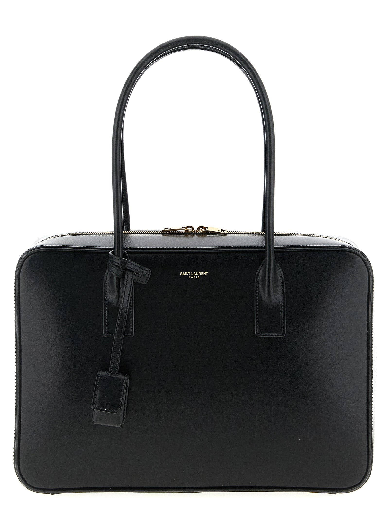 Sac à bandoulière en cuir de veau noir Saint Laurent, avec détails élégants et finition de haute qualité.