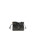 Sac clutch Saint Laurent en cuir d'agneau noir Ovis Aries, avec finition élégante et détails sophistiqués.