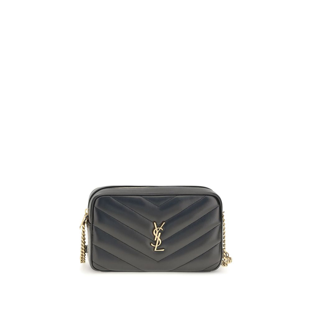 Sac épaule noir en agneau Saint Laurent Ovis Aries, avec finition élégante et détails sophistiqués.