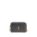 Sac épaule noir en agneau Saint Laurent Ovis Aries, avec finition élégante et détails sophistiqués.