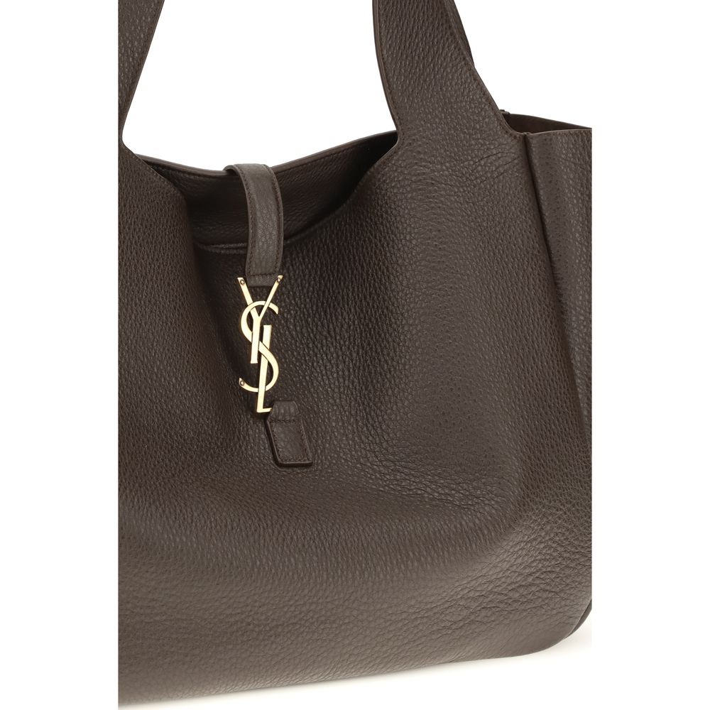 Sac à épaule en cuir de veau marron Saint Laurent Bos Taurus, élégant et raffiné avec détails sophistiqués.