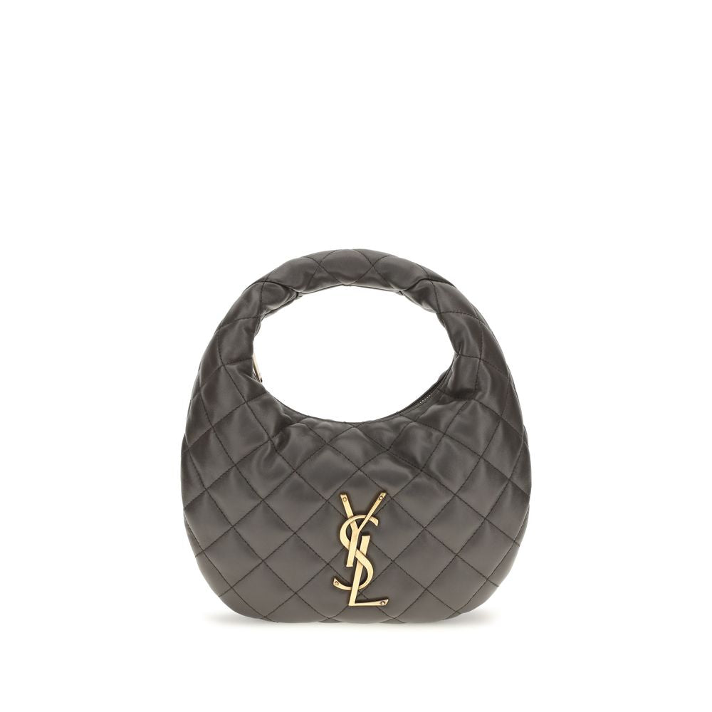 Sac à main gris en agneau Ovis Aries de Saint Laurent avec détails élégants et design sophistiqué.