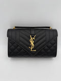 Sac en cuir grainé noir saint laurent envelope small avec quilting et fermoir logo ysl doré