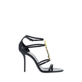 Sandales à talons stilettos Saint Laurent Bos Taurus en cuir de veau noir, élégantes et sophistiquées.