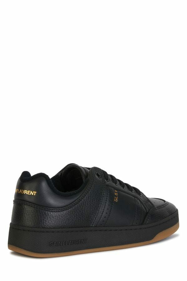 Chaussures sneakers basses en cuir de veau noir Saint Laurent, style épuré et moderne pour homme.