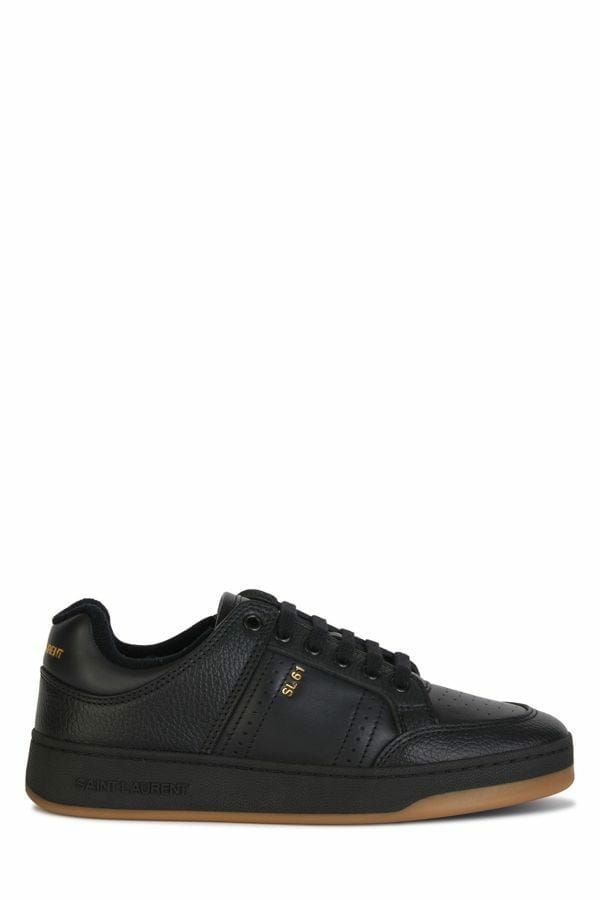 Baskets basses en cuir de veau noir Saint Laurent, chaussures de mode élégantes pour homme.