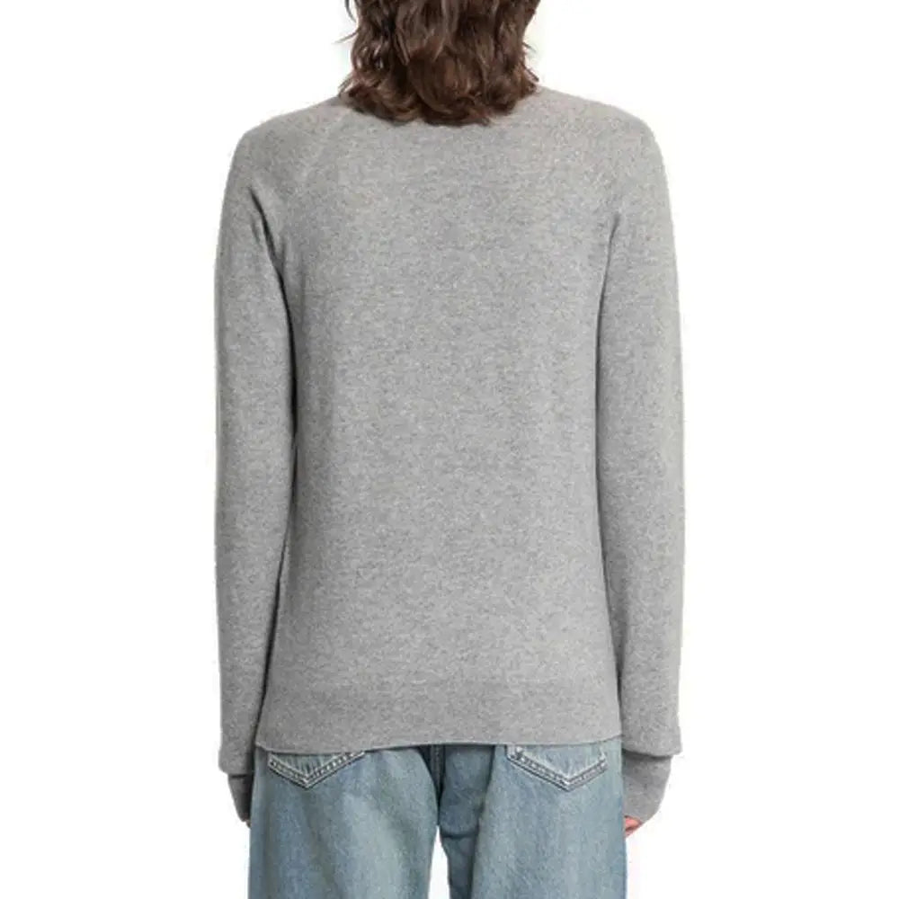 Saint laurent gray cashmere sweater soft heather gray crew neck with ribbed cuffs
