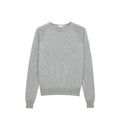 Pull col rond saint laurent gris en cachemire avec poignets et ourlet côtelés doux et chinés