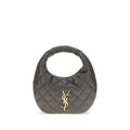 Sac hobo en cuir matelassé gris foncé saint laurent avec logo ysl doré en lamb ovis aries