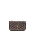 Sac d’épaule saint laurent gris en cuir d’agneau matelassé avec fermoir ysl doré élégant