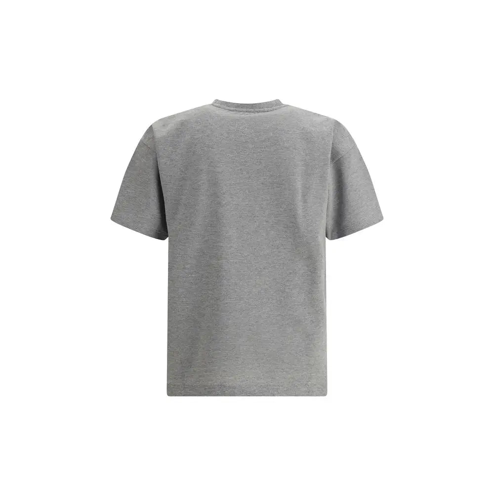 T-shirt oversize saint laurent gris en coton avec col rond classique et manches courtes en coton chiné