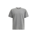 T-shirt oversize saint laurent gris en coton avec logo blanc brodé sur la poitrine