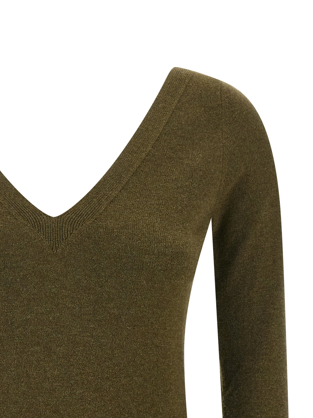 Cardigan bicolore en cachemire Saint Laurent porté, détails du tissu doux et élégant, coupe classique.