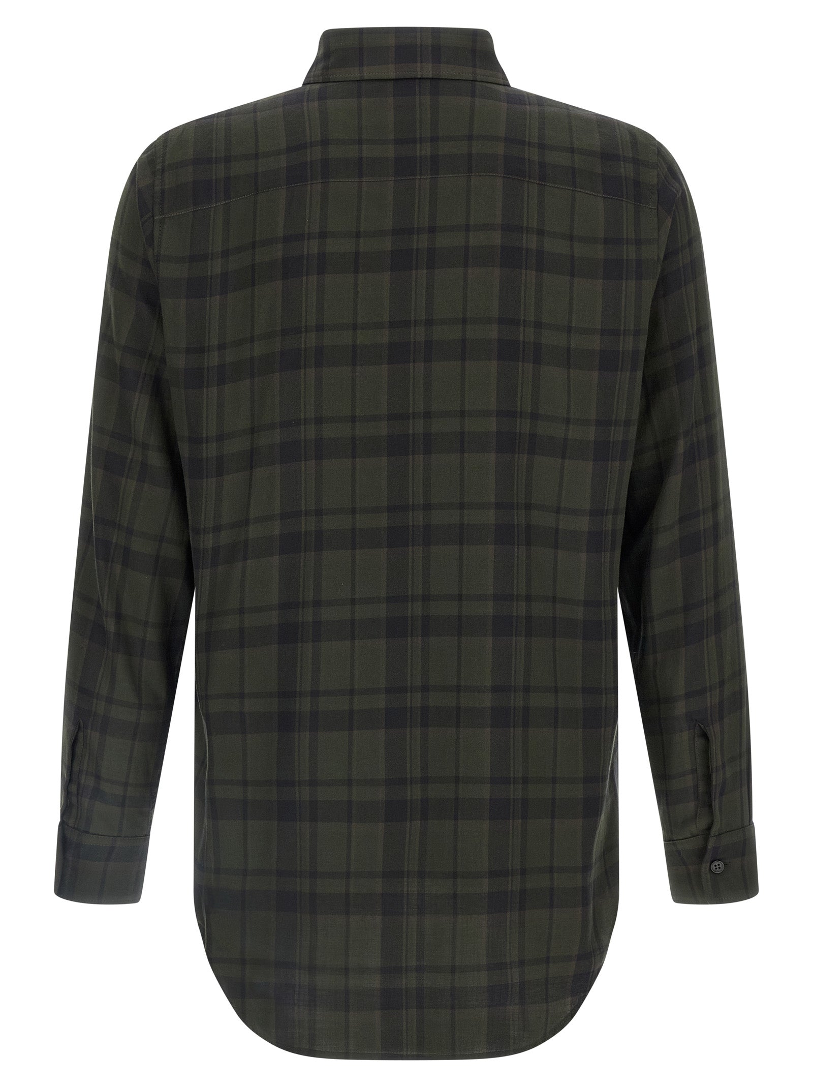 Blouse en coton bicolore Saint Laurent, coupe élégante, détails modernes, portée décontractée ou chic.
