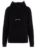 Sweat-shirt en coton noir de Saint Laurent, style décontracté avec logo discret, porté dans une scène urbaine.