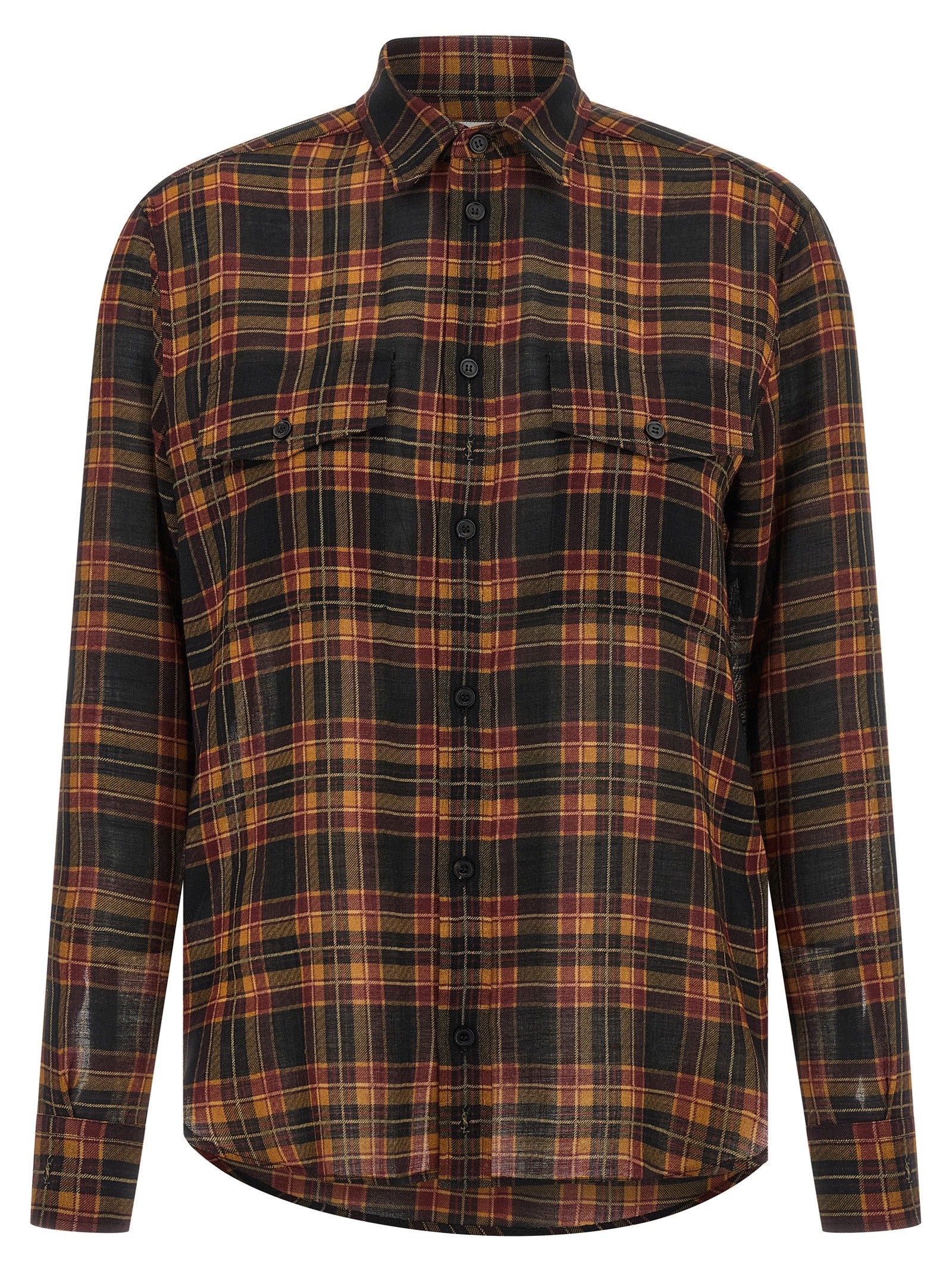 Blouse en laine multicolore de Saint Laurent avec col en V et manches longues, élégante et tendance.