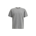 T-shirt gris en coton oversize de Saint Laurent, vue de face, avec logo discret sur la poitrine.