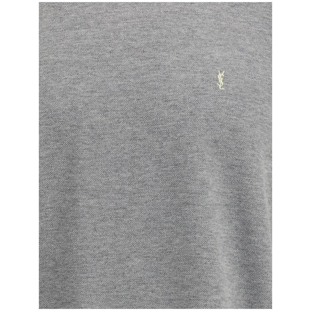 T-shirt oversize gris en coton de Saint Laurent, coupe décontractée et style moderne, vue de face.