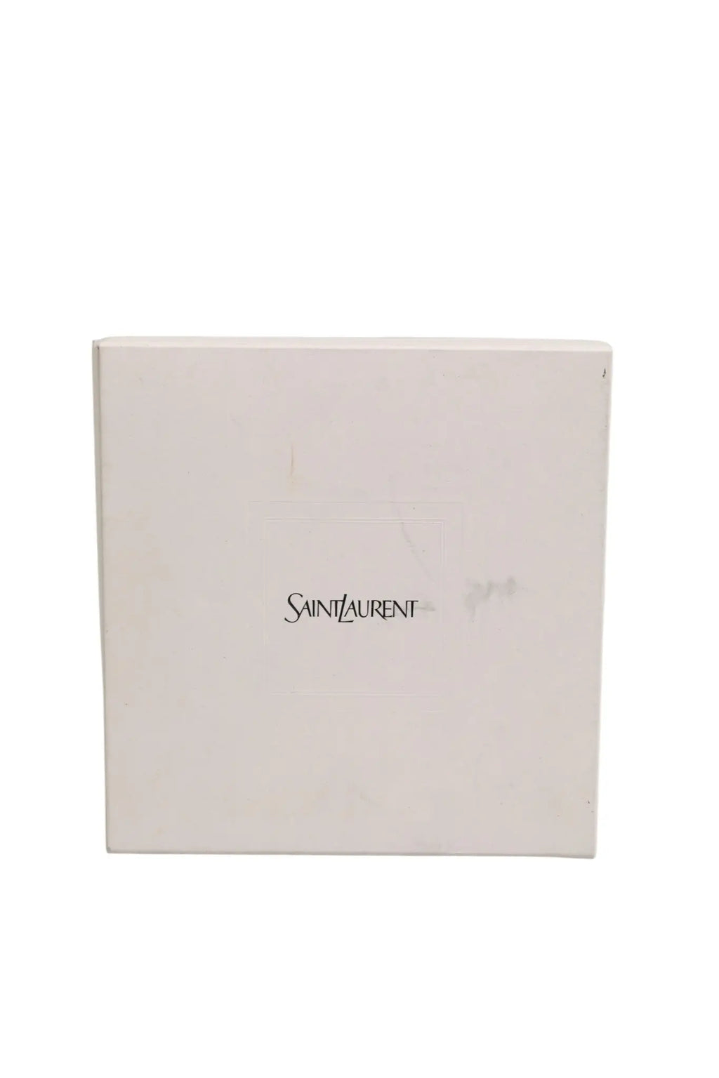 Boîte blanche saint laurent avec logo noir minimaliste centré pour sac cabas rive droite noir à imprimé étoile