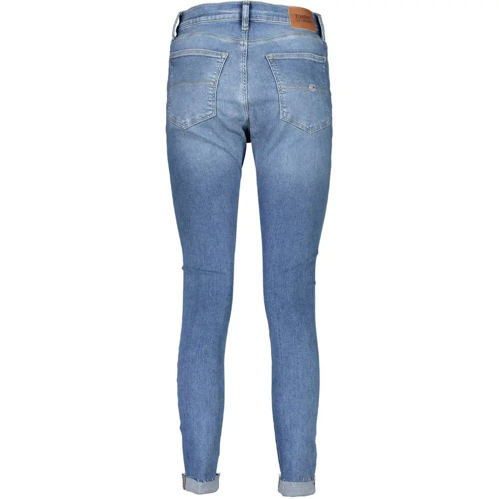 Jeans skinny femme tommy hilfiger azzurro en coton bleu clair avec coupe slim et revers au bas