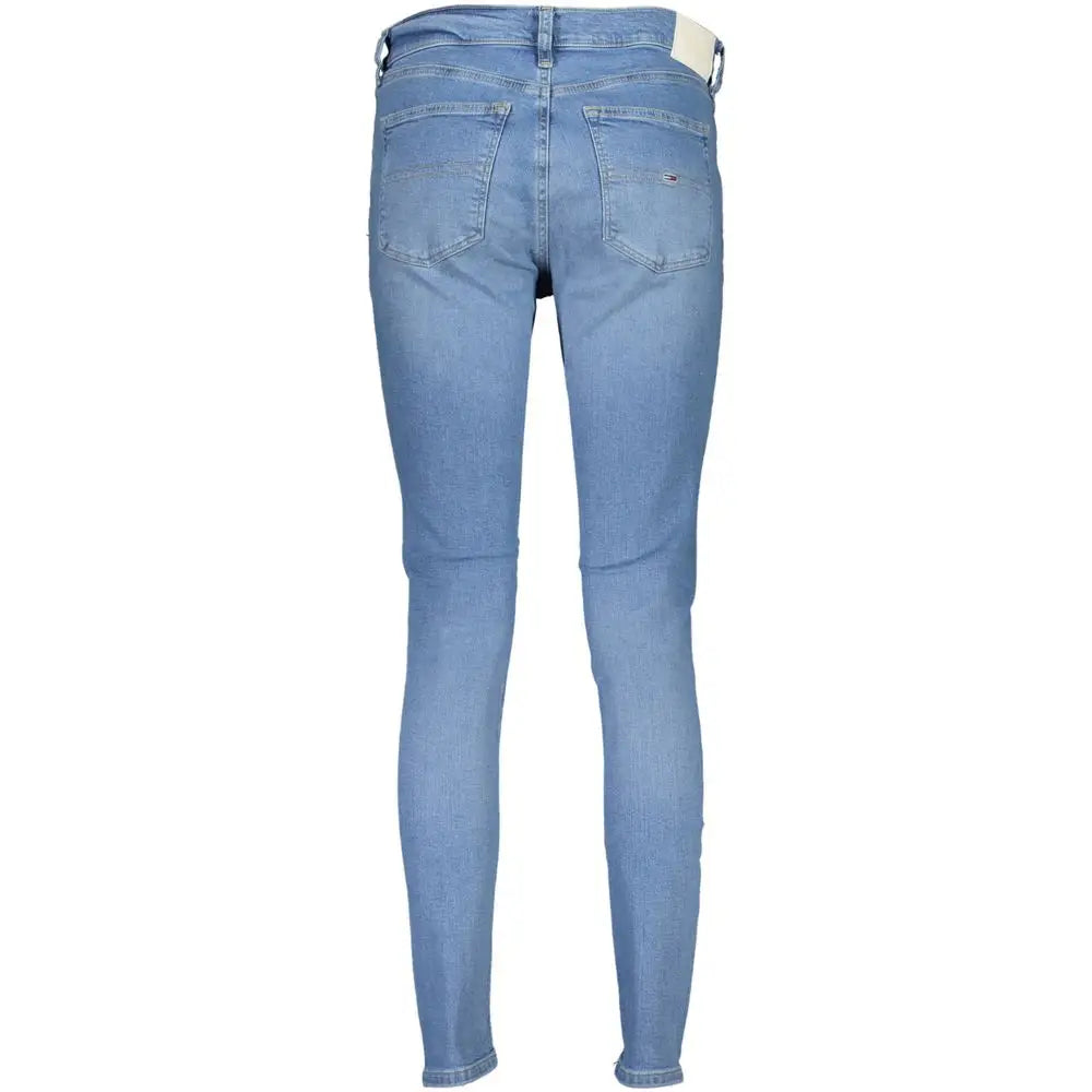 Jean skinny pour femmes tommy hilfiger azzurro en coton bleu clair avec coupe slim et logo iconique au dos