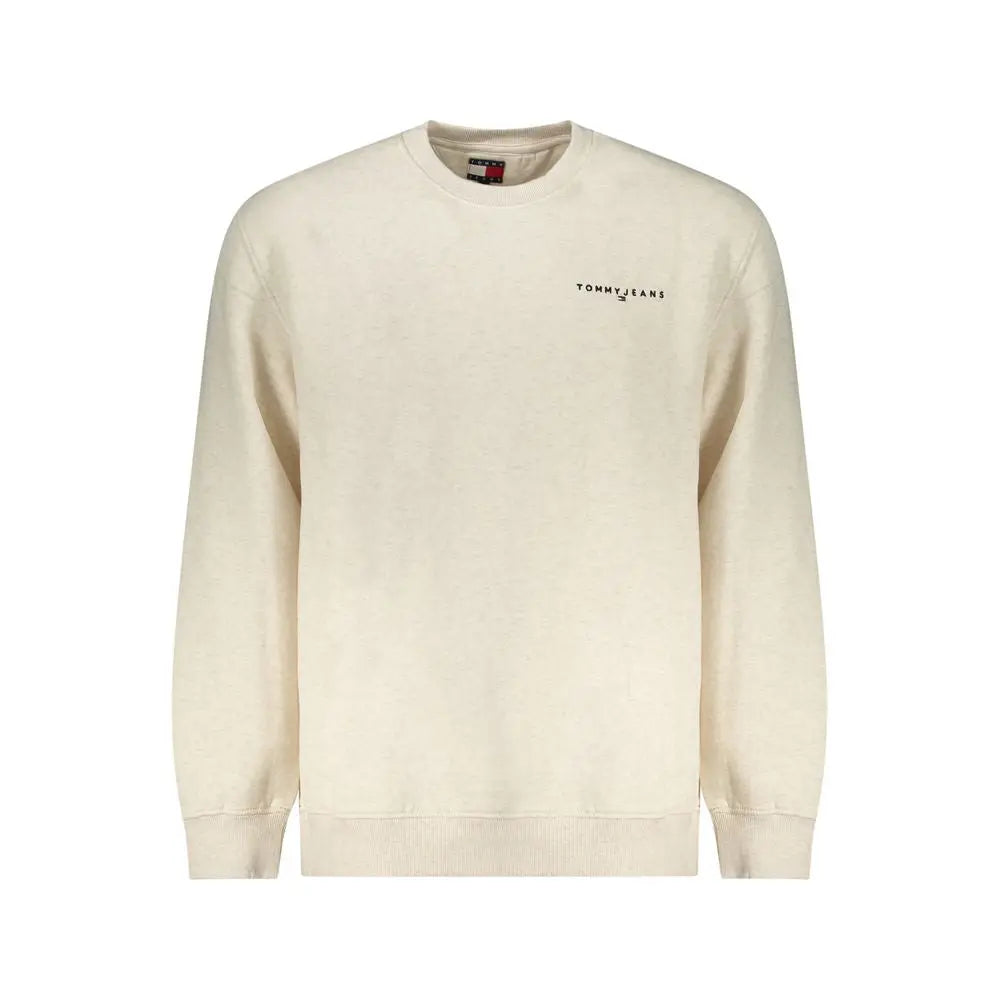 Sweatshirt tommy hilfiger beige en coton pour homme avec broderie noire discrète sur la poitrine
