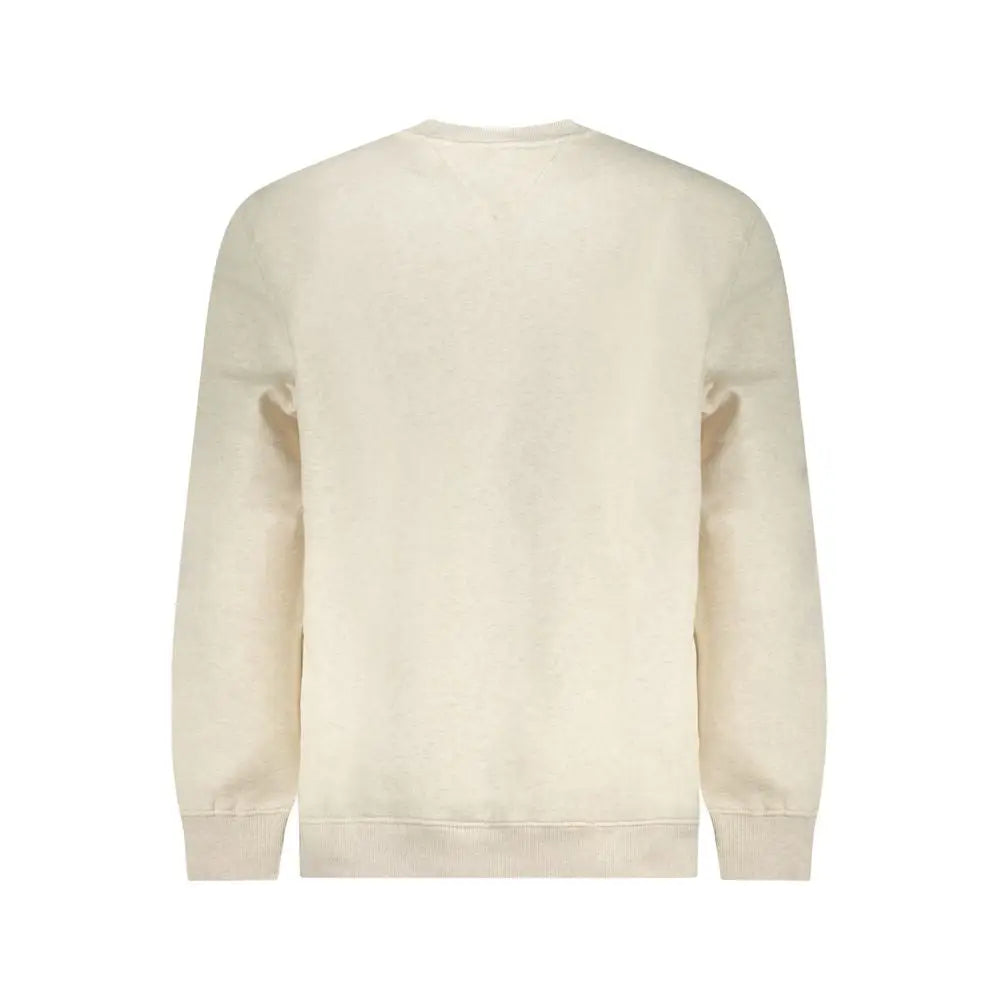 Sweatshirt tommy hilfiger beige en coton doux couleur crème avec col rond et poignets côtelés
