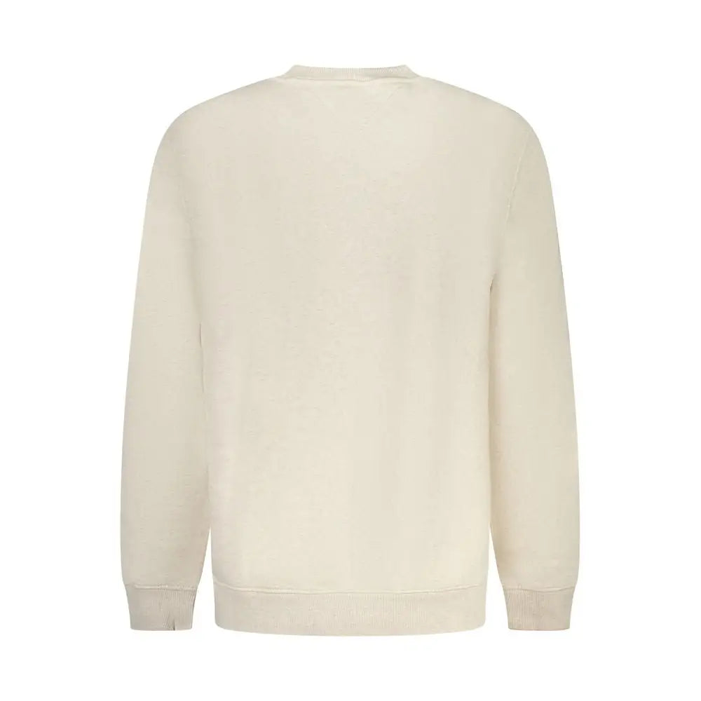 Sweatshirt beige tommy hilfiger en coton doux avec col rond et bords côtelés pour homme