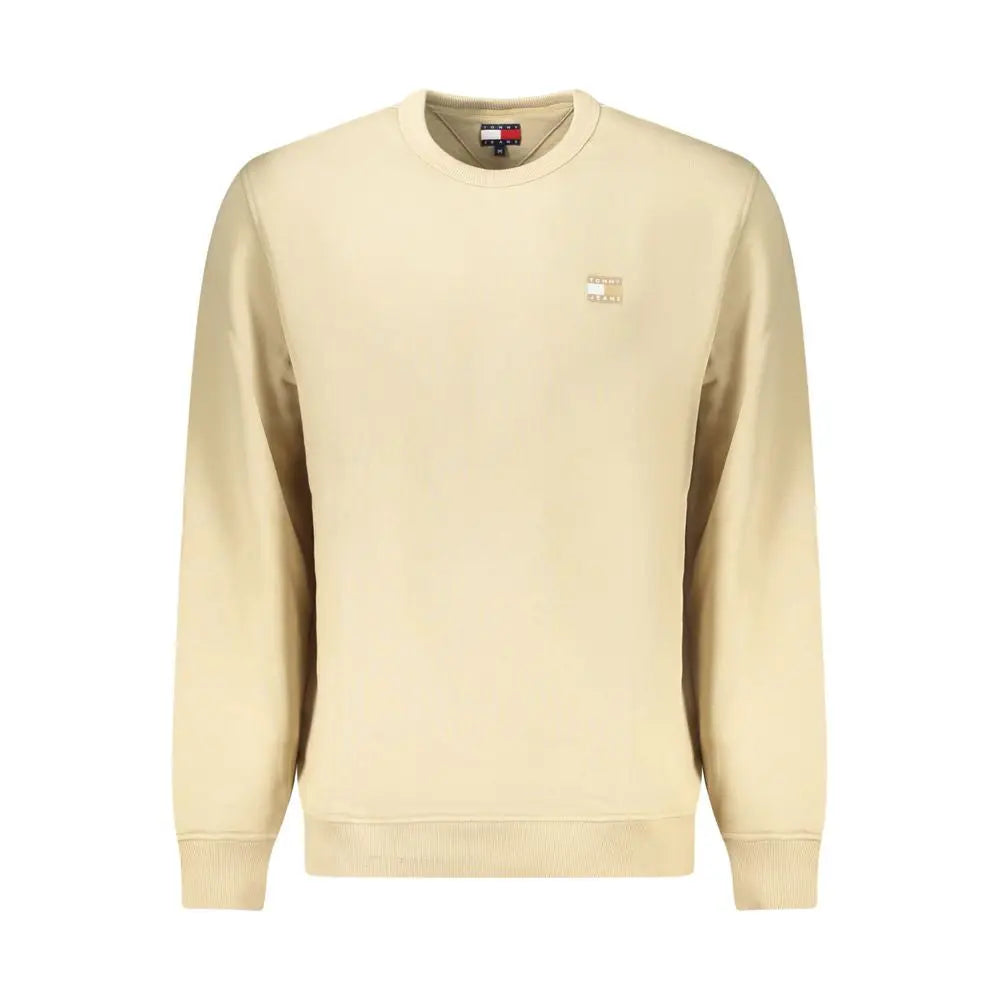 Beige tommy hilfiger sweatshirt en coton pour homme avec logo brodé petit sur la poitrine