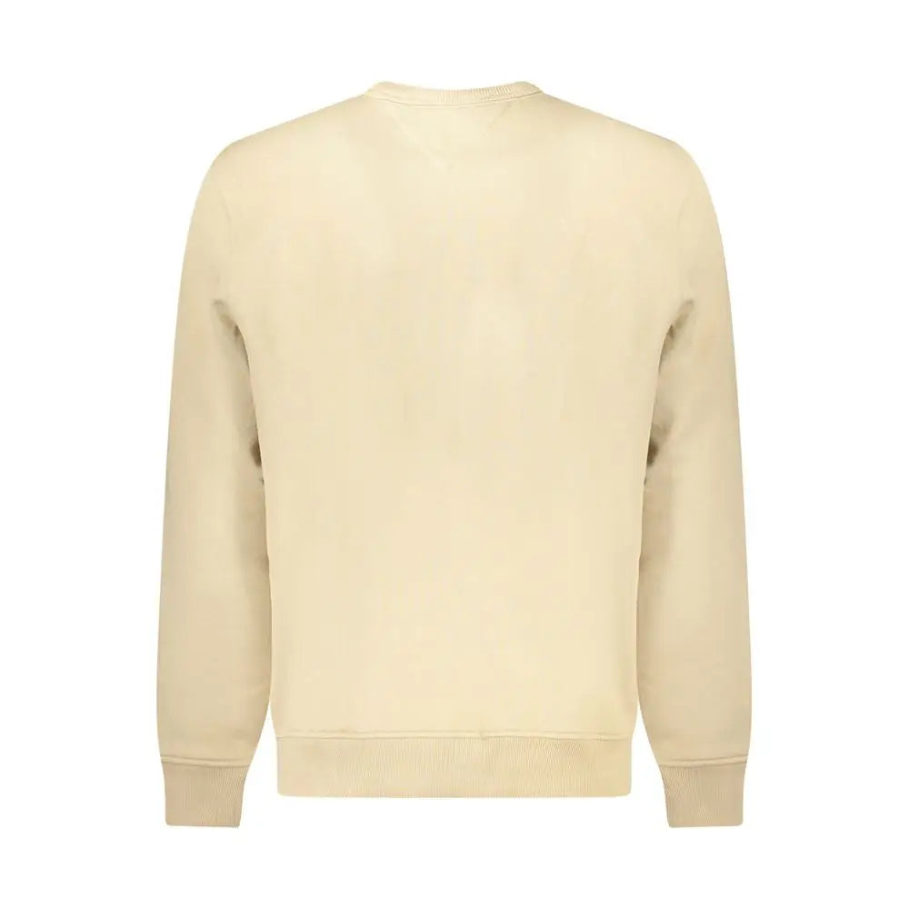 Sweatshirt homme beige tommy hilfiger en coton avec col rond et bords côtelés aux manches et à l’ourlet