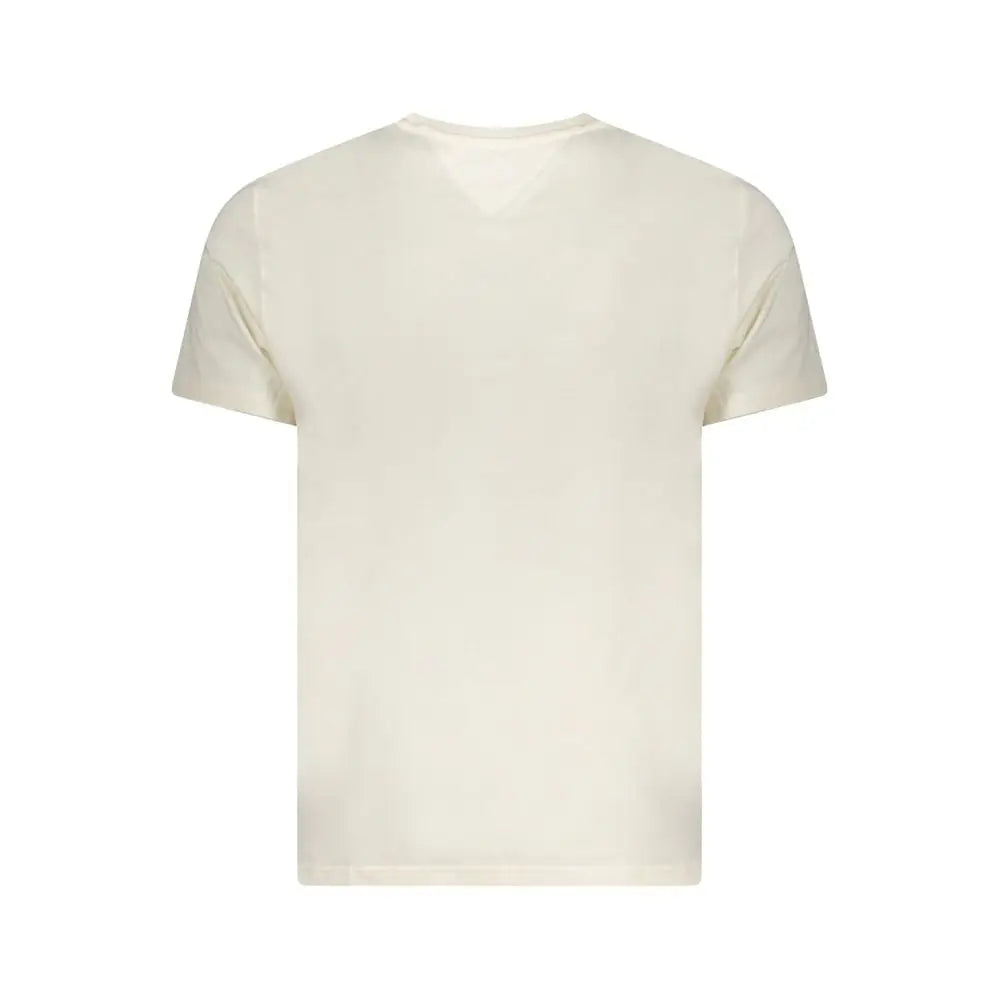 T-shirt homme tommy hilfiger beige en coton couleur crème avec col rond et manches courtes