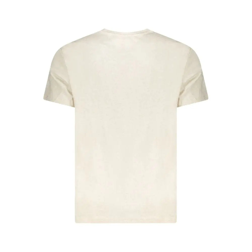 T-shirt homme beige tommy hilfiger en coton crème avec col rond simple et manches courtes