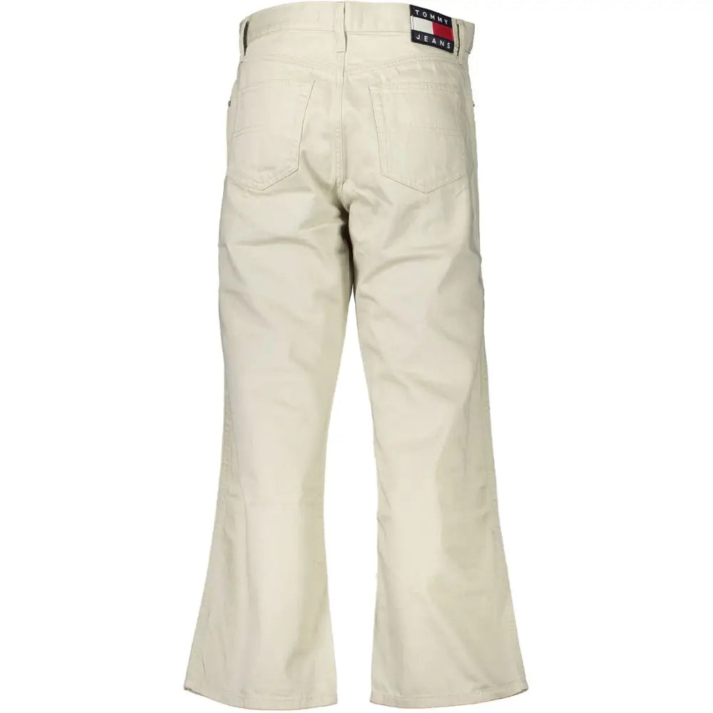 Jeans tommy hilfiger beige en coton pour femme avec coupe évasée et poche arrière classique avec logo de la marque vue arrière