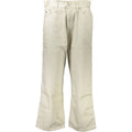 Jeans beige tommy hilfiger en coton pour femme avec coupe évasée et design classique cinq poches avec fermeture bouton