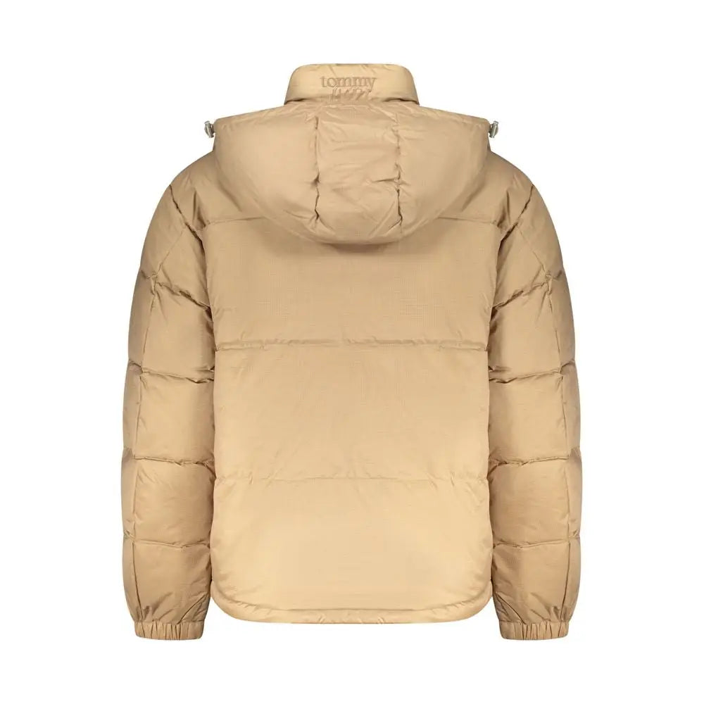 Veste matelassée beige tommy hilfiger pour homme en polyester avec capuche et logo visible