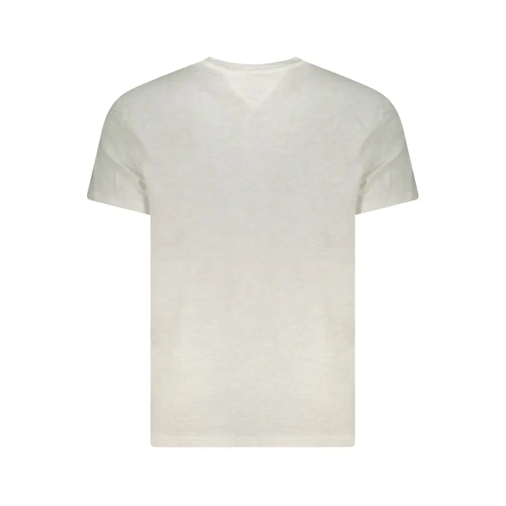 Tommy Hilfiger bianco cotton men shirt t-shirt en coton écru avec col rond classique et manches courtes