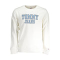 Sweatshirt tommy hilfiger bianco en coton pour homme couleur crème avec lettrage bleu clair en arc sur la poitrine