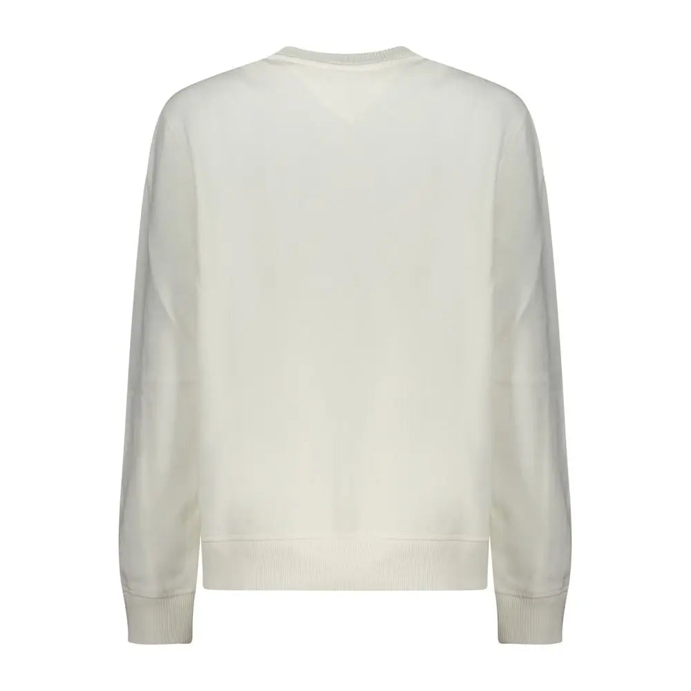 Sweatshirt tommy hilfiger bianco pour femme en coton crème à manches longues avec col rond et poignets côtelés