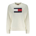 Sweatshirt tommy hilfiger bianco en coton couleur crème avec logo drapeau rouge blanc et bleu marine sur la poitrine