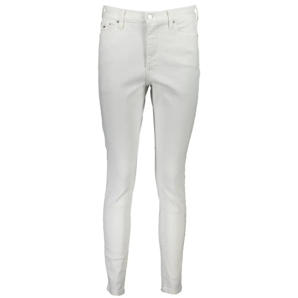 Jeans slim fit en coton blanc tommy hilfiger pour femme avec cinq poches classiques et coutures discrètes