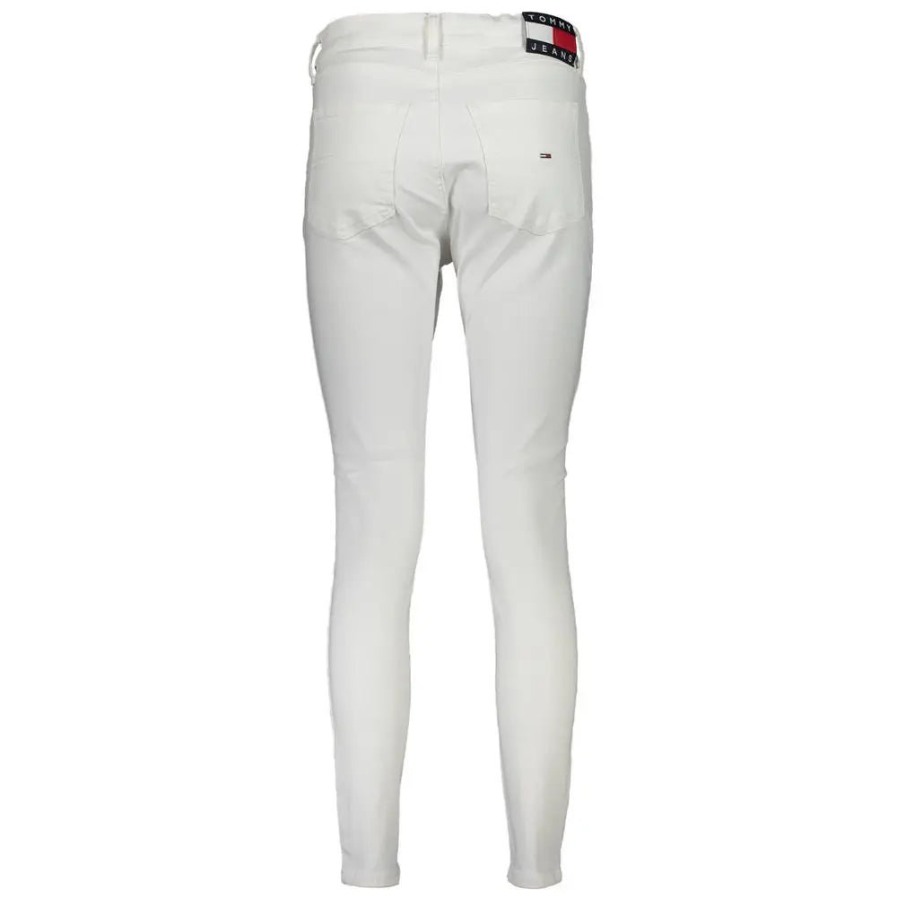 Jeans skinny blancs tommy hilfiger bianco en coton avec tissu denim classique et patch rouge blanc bleu à la ceinture