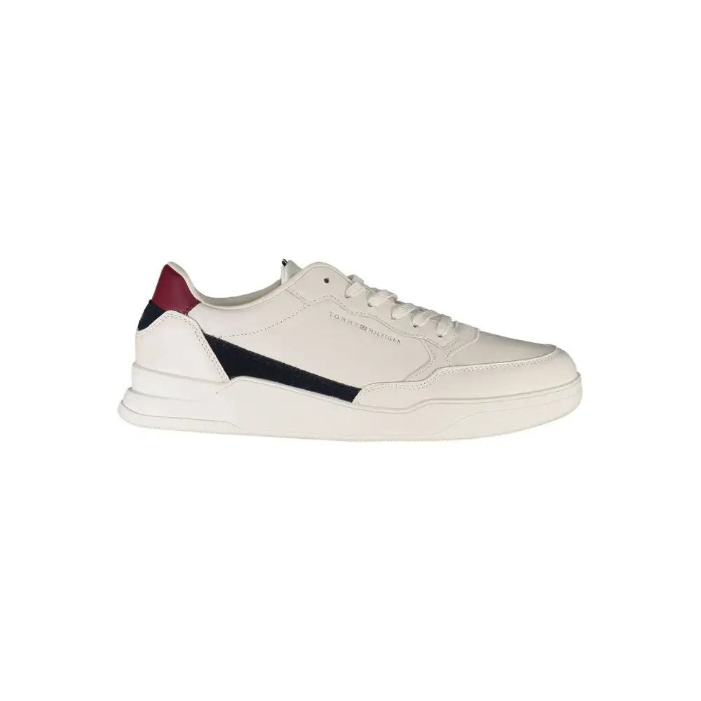 Baskets homme tommy hilfiger bianco en cuir blanc avec accents noirs et bordeaux