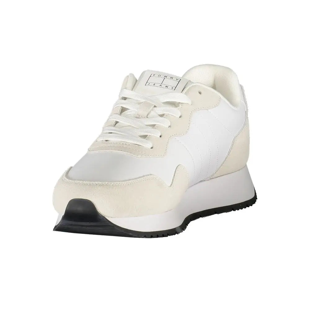 Baskets homme tommy hilfiger bianco en cuir blanc et crème avec panneaux en daim et cuir lisse